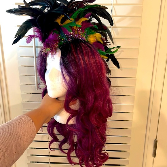 Mardi Gras Custom Feather Mohawk Wig - Picture 2 of 6